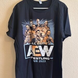 Black AEW All Elite Wrestling Tour 2023 Graphic Tee
